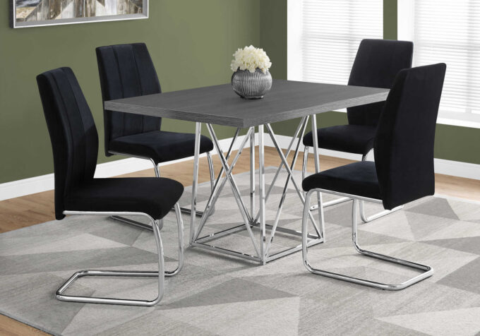 DINING TABLE - 36"X 48" / GREY / CHROME METAL - Image 3