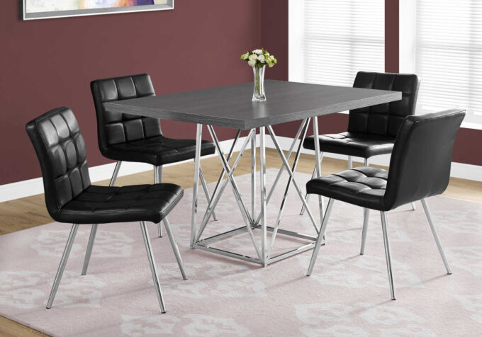 DINING TABLE - 36"X 48" / GREY / CHROME METAL - Image 5