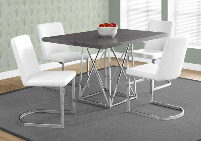 DINING TABLE - 36"X 48" / GREY / CHROME METAL - Image 6