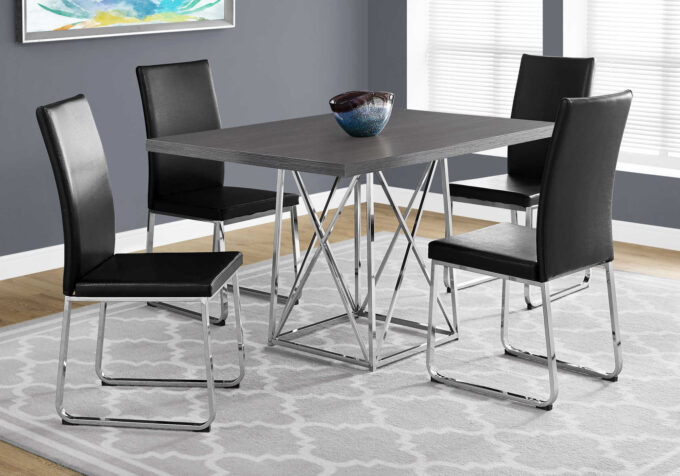 DINING TABLE - 36"X 48" / GREY / CHROME METAL - Image 7