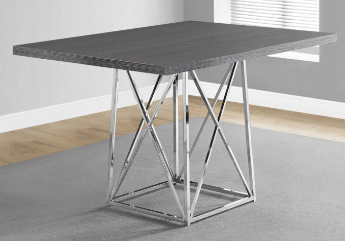 DINING TABLE - 36"X 48" / GREY / CHROME METAL - Image 8