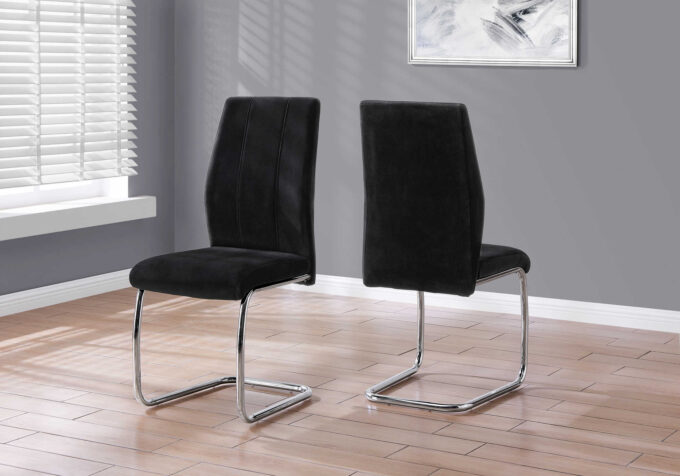 DINING CHAIR - 2PCS / 39"H / BLACK VELVET / CHROME