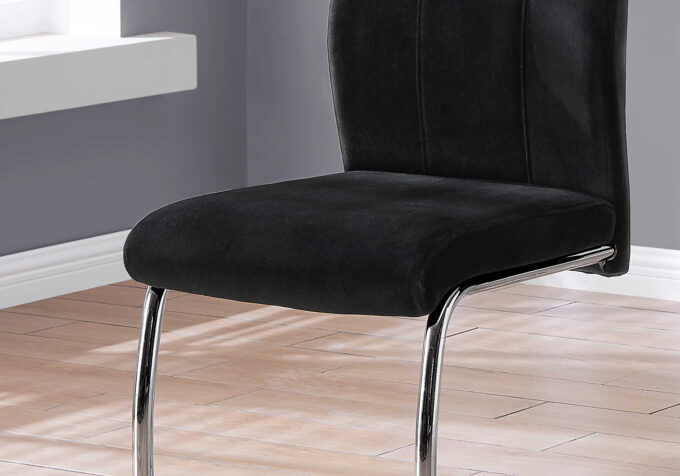 DINING CHAIR - 2PCS / 39"H / BLACK VELVET / CHROME - Image 3