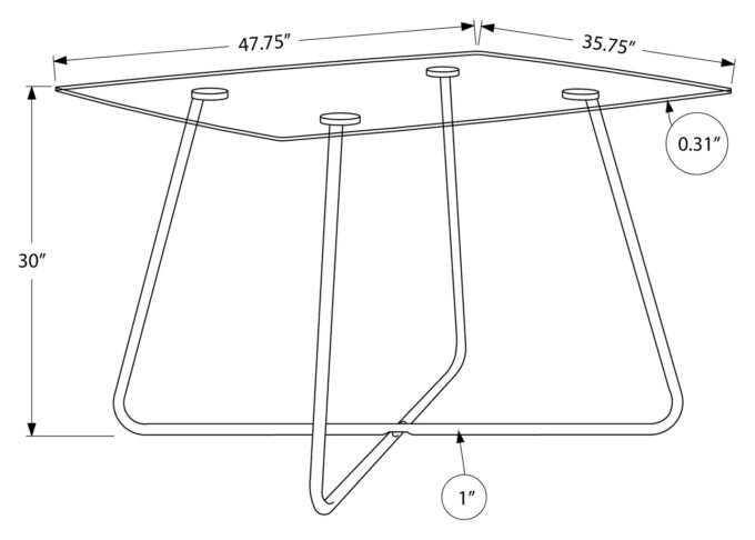 DINING TABLE - 36"X 48" / CHROME WITH 8MM TEMPERED GLASS - Image 6