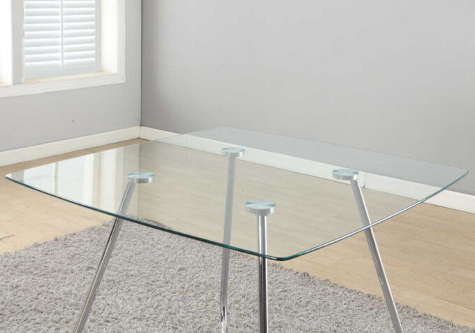 DINING TABLE - 40"DIA CHROME WITH 8MM TEMPERED GLASS - Image 8