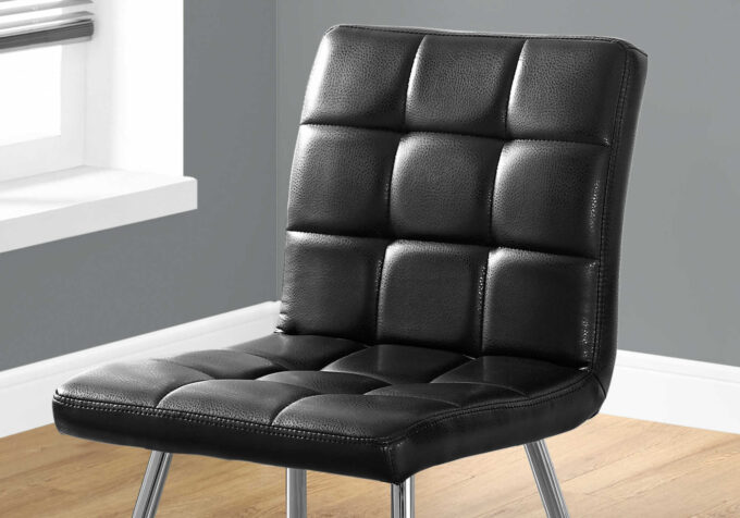 DINING CHAIR - 2PCS / 32"H / BLACK LEATHER-LOOK / CHROME - Image 2