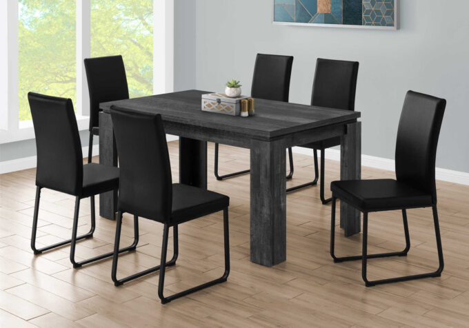 DINING TABLE - 36"X 60" / BLACK RECLAIMED WOOD-LOOK - Image 2