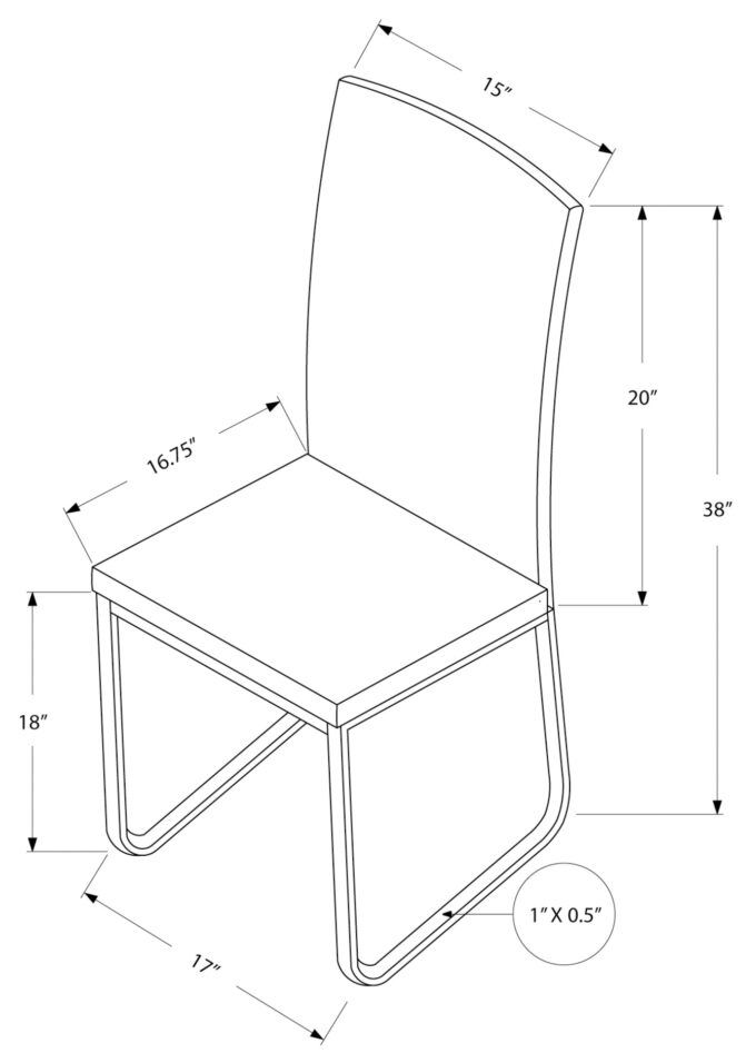 DINING CHAIR - 2PCS / 38"H / BLACK LEATHER-LOOK / CHROME - Image 4