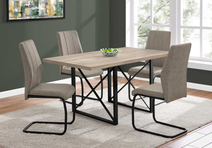 DINING TABLE - 36"X 60" / DARK TAUPE / BLACK METAL - Image 2