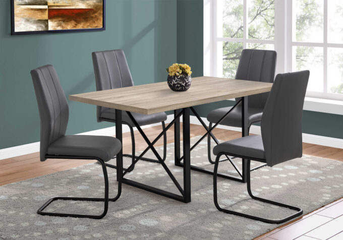 DINING TABLE - 36"X 60" / DARK TAUPE / BLACK METAL - Image 4