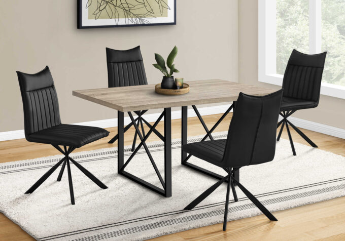 DINING TABLE - 36"X 60" / DARK TAUPE / BLACK METAL - Image 5