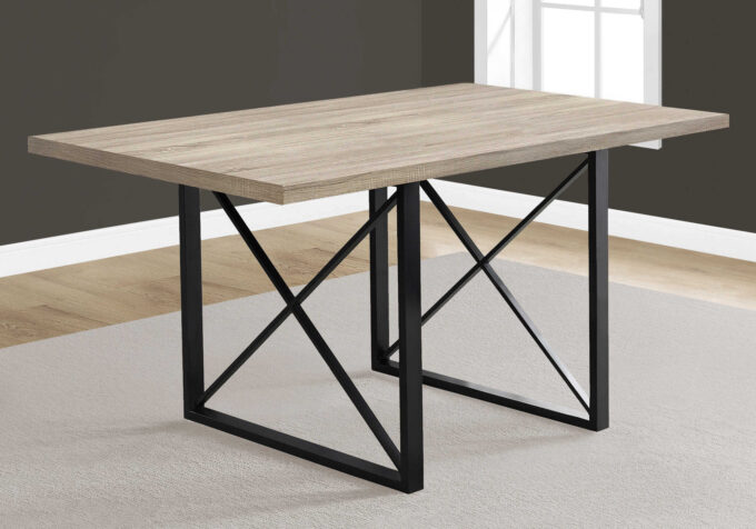 DINING TABLE - 36"X 60" / DARK TAUPE / BLACK METAL - Image 6