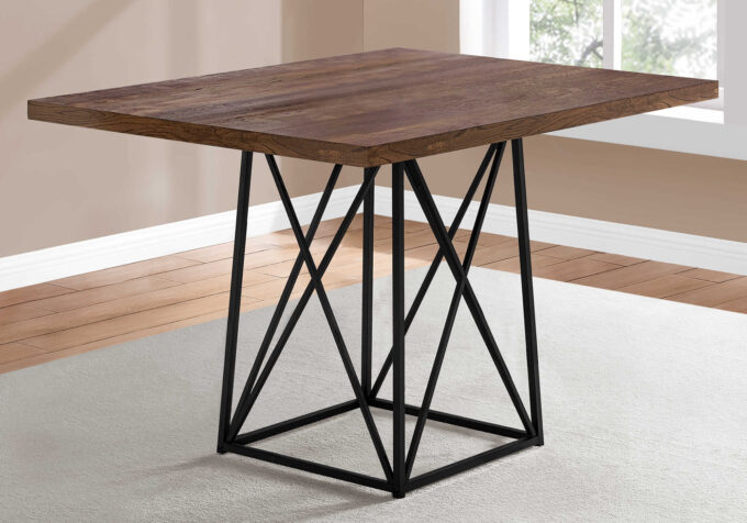 DINING TABLE - 36"X 48" / BROWN RECLAIMED WOOD-LOOK/BLACK - Image 7