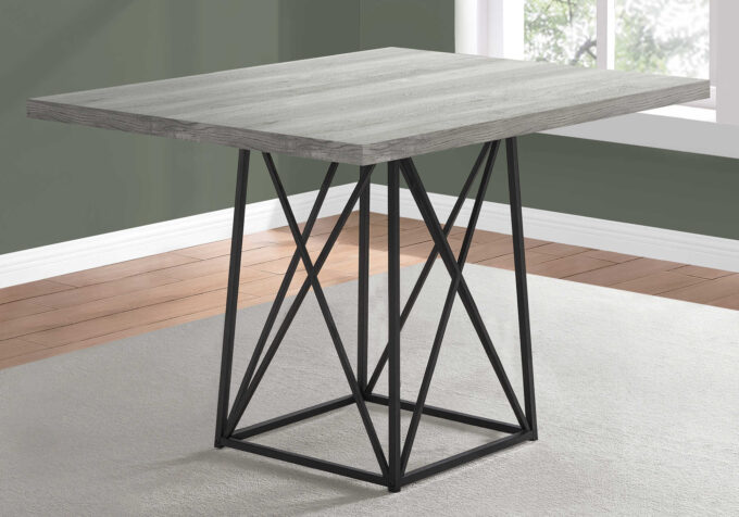 DINING TABLE - 36"X 48" / GREY RECLAIMED WOOD-LOOK/ BLACK - Image 4