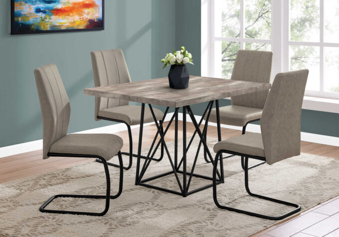 DINING TABLE - 36"X 48" / TAUPE RECLAIMED WOOD-LOOK/BLACK - Image 2