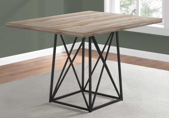 DINING TABLE - 36"X 48" / TAUPE RECLAIMED WOOD-LOOK/BLACK - Image 3