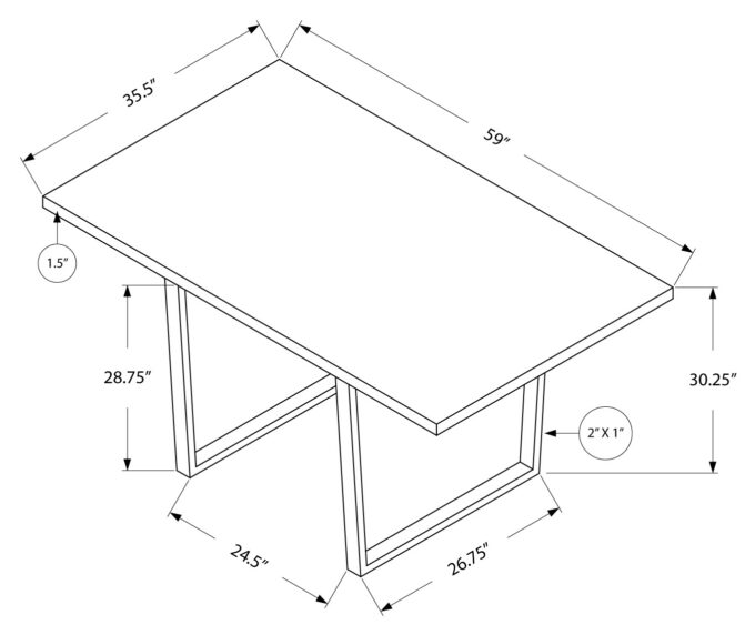 DINING TABLE - 36"X 60" / GREY CEMENT / CHROME METAL - Image 10