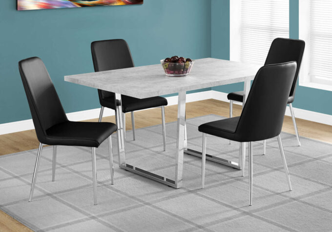 DINING TABLE - 36"X 60" / GREY CEMENT / CHROME METAL - Image 2