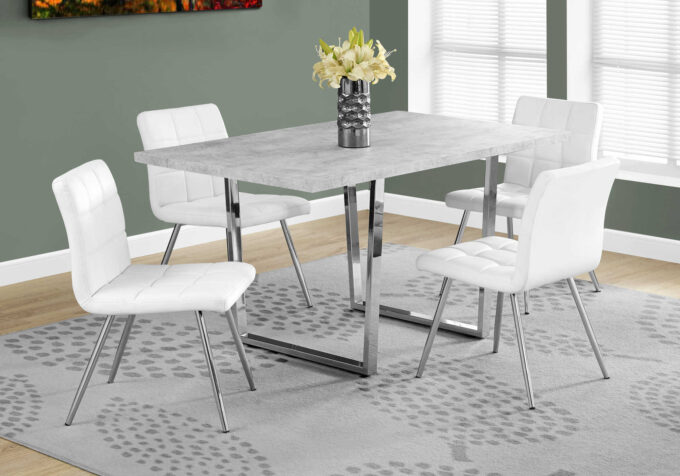 DINING TABLE - 36"X 60" / GREY CEMENT / CHROME METAL - Image 3