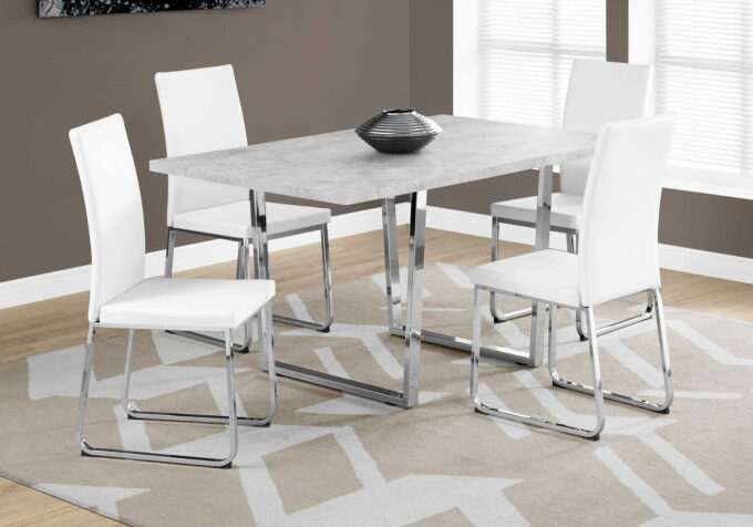 DINING TABLE - 36"X 60" / GREY CEMENT / CHROME METAL - Image 7