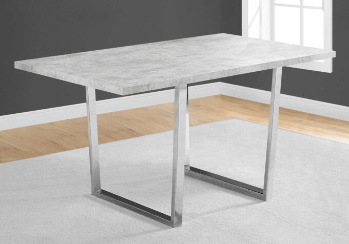 DINING TABLE - 36"X 60" / GREY CEMENT / CHROME METAL - Image 9