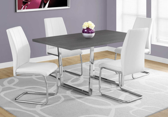 DINING TABLE - 36"X 60" / GREY / CHROME METAL - Image 2