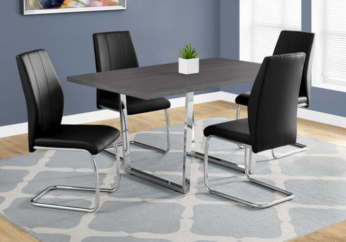 DINING TABLE - 36"X 60" / GREY / CHROME METAL - Image 3