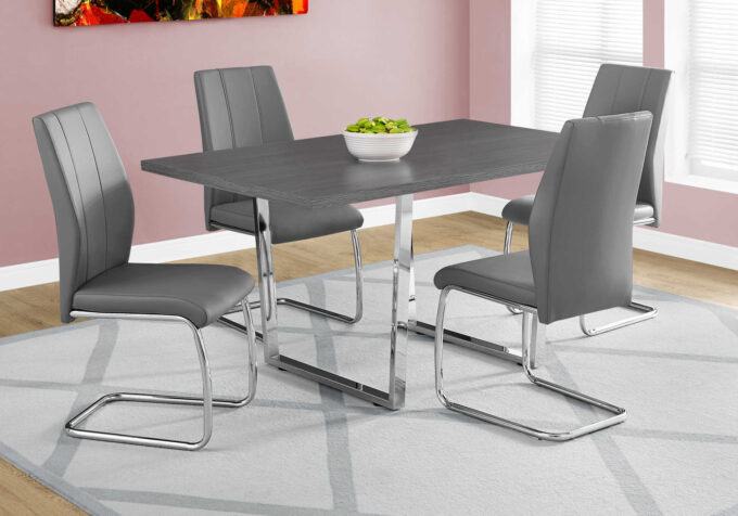 DINING TABLE - 36"X 60" / GREY / CHROME METAL - Image 4