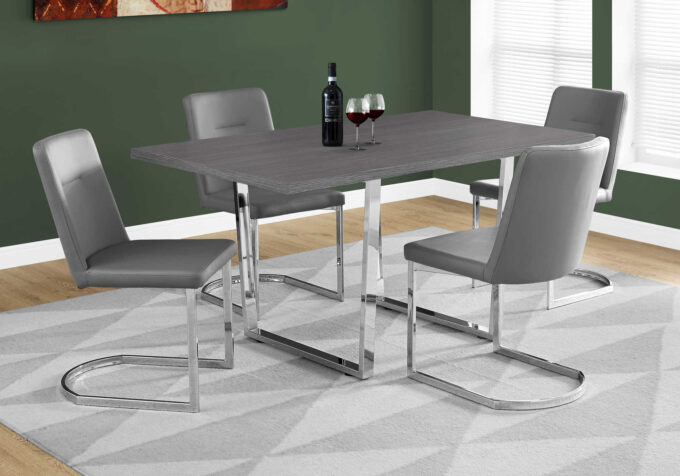 DINING TABLE - 36"X 60" / GREY / CHROME METAL - Image 5