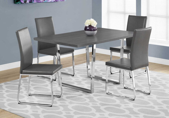 DINING TABLE - 36"X 60" / GREY / CHROME METAL - Image 6