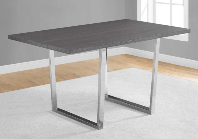 DINING TABLE - 36"X 60" / GREY / CHROME METAL - Image 7