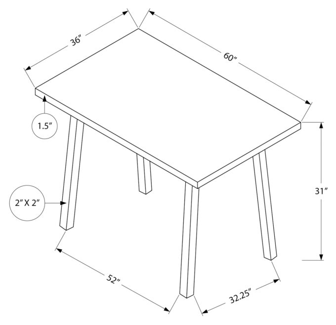 DINING TABLE - 36"X 60" / GREY / BLACK METAL - Image 7