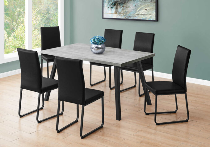 DINING TABLE - 36"X 60" / GREY / BLACK METAL