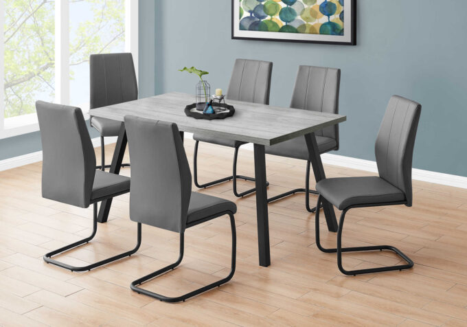 DINING TABLE - 36"X 60" / GREY / BLACK METAL - Image 2