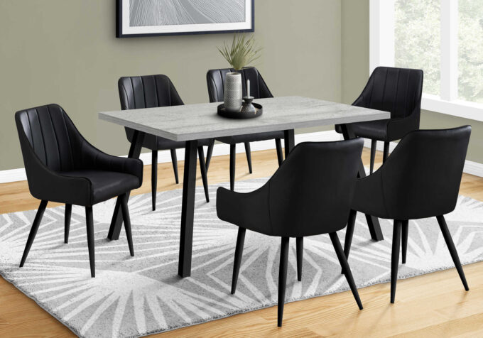 DINING TABLE - 36"X 60" / GREY / BLACK METAL - Image 3