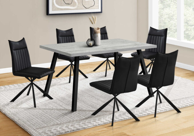 DINING TABLE - 36"X 60" / GREY / BLACK METAL - Image 4