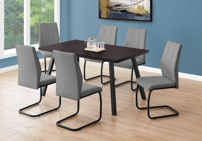 DINING TABLE - 36"X 60" / ESPRESSO / BLACK METAL