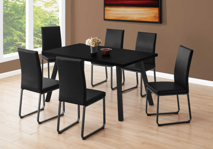 DINING TABLE - 36"X 60" / BLACK / BLACK METAL - Image 2