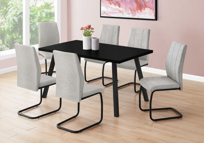 DINING TABLE - 36"X 60" / BLACK / BLACK METAL - Image 3