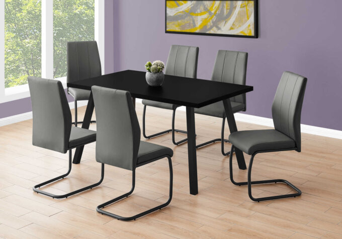 DINING TABLE - 36"X 60" / BLACK / BLACK METAL - Image 4