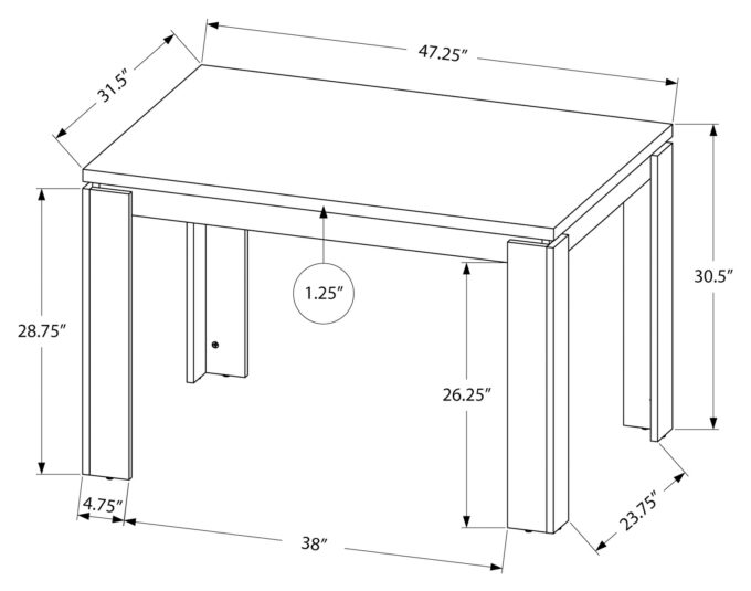 DINING TABLE - 32"X 48" / DARK TAUPE - Image 8