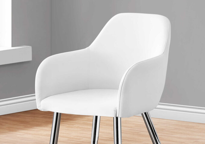 DINING CHAIR - 2PCS / 33"H / WHITE LEATHER-LOOK / CHROME - Image 3