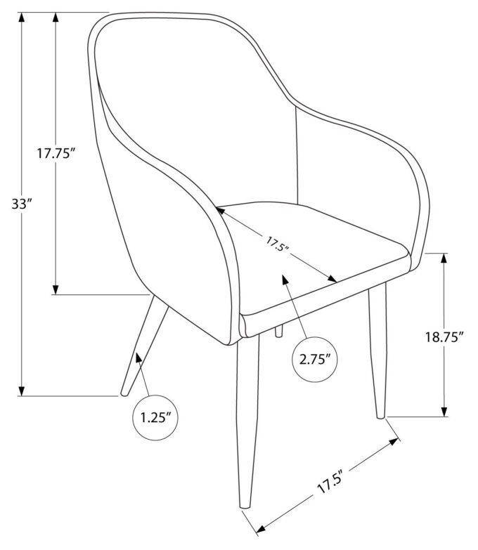 DINING CHAIR - 2PCS / 33"H / BLACK LEATHER-LOOK / BLACK - Image 4