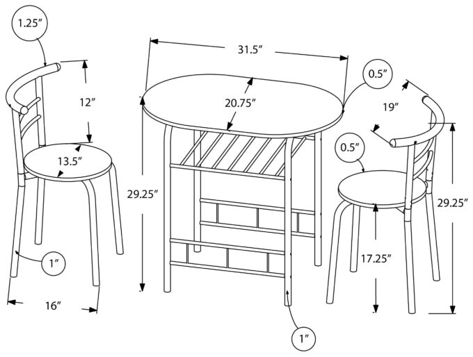 DINING SET - 3PCS SET / GREY TOP / BLACK METAL - Image 4