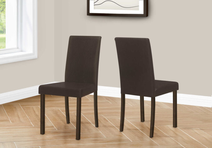 DINING CHAIR - 2PCS / 36"H ESPRESSO / DARK BROWN PU