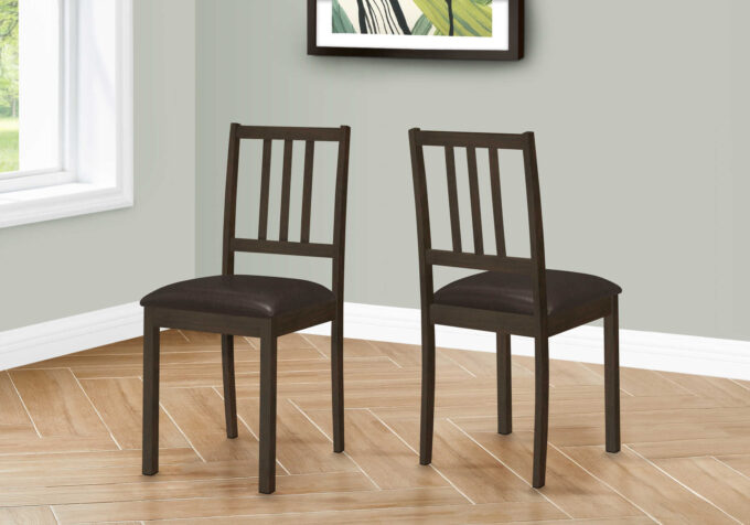 DINING CHAIR - 2PCS / 36"H ESPRESSO / DARK BROWN SEAT