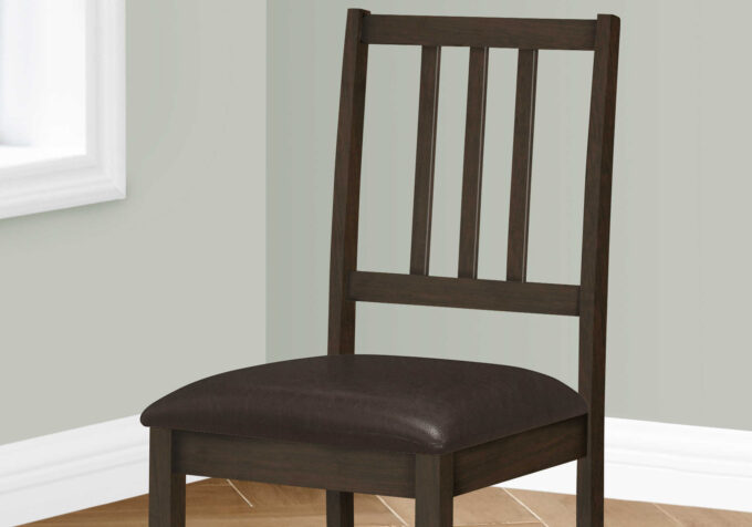 DINING CHAIR - 2PCS / 36"H ESPRESSO / DARK BROWN SEAT - Image 3