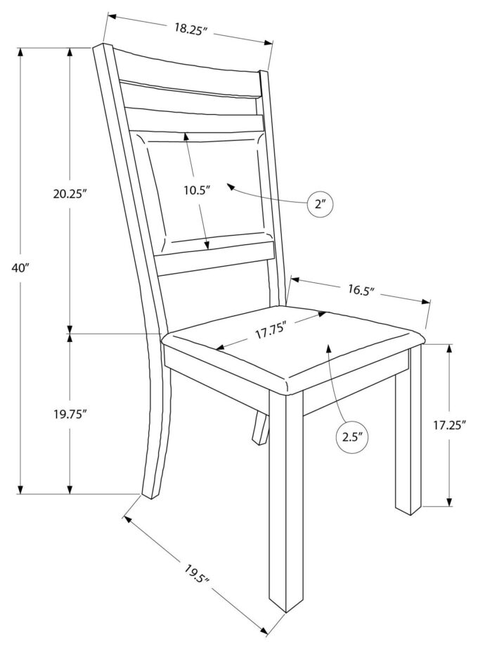 DINING CHAIR - 2PCS / 40"H BROWN WALNUT / DARK BROWN SEAT - Image 4