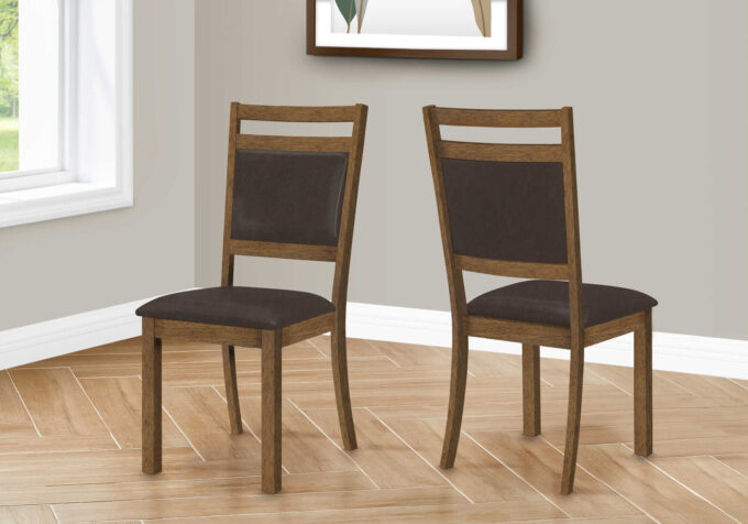 DINING CHAIR - 2PCS / 40"H BROWN WALNUT / DARK BROWN SEAT