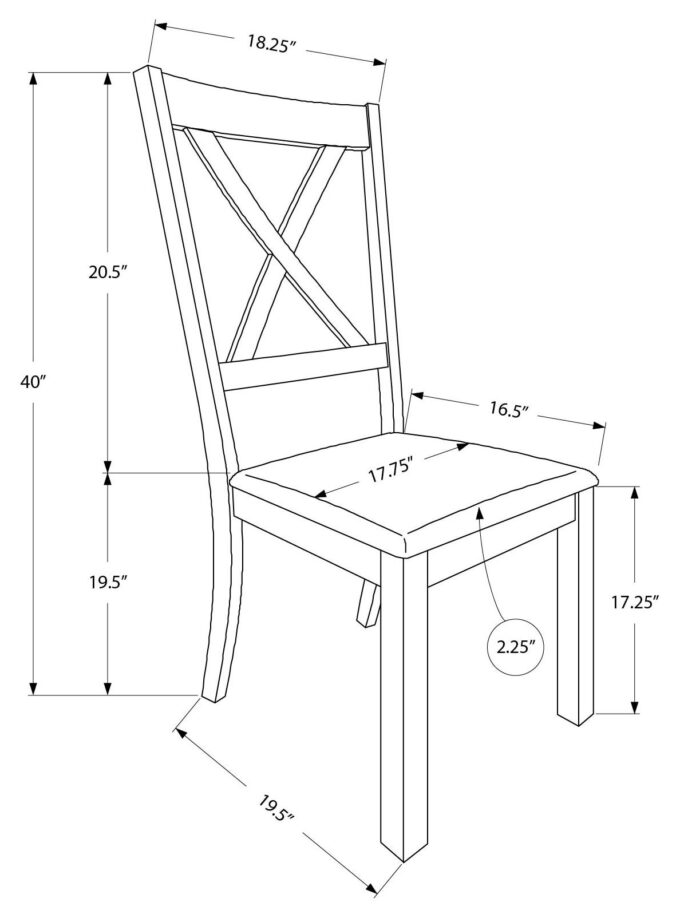 DINING CHAIR - 2PCS / 40"H BROWN WALNUT / BEIGE FABRIC - Image 3